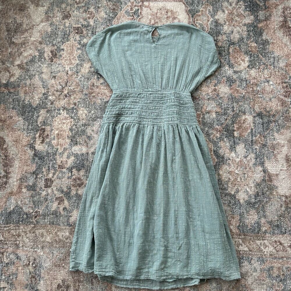 Apiece Apart Mana Blue Midi Dress Cotton Size XL Gauze Muslin Hard To Find - Picture 4 of 5